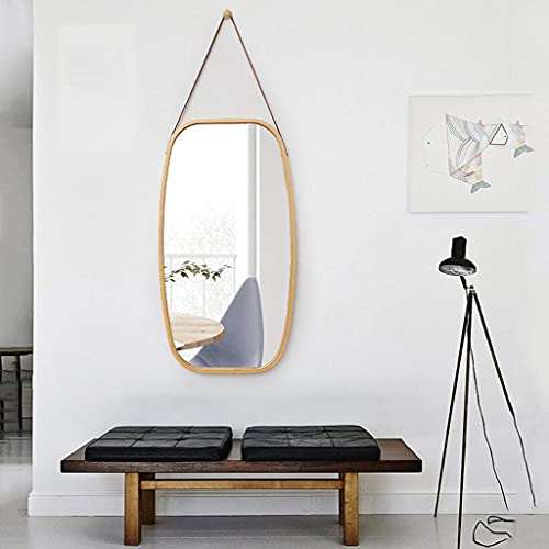 Freestanding Bathroom Mirror Wall Mirror for Bedroom Full Length Full Length Tall Mirror 29″/39″ Rectangular Floor Standing Makeup Dressing Mirror with Adjustable Pu Leather Strap Frame 43×74
