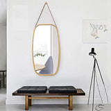 Freestanding Bathroom Mirror Wall Mirror for Bedroom Full Length Full Length Tall Mirror 29″/39″ Rectangular Floor Standing Makeup Dressing Mirror with Adjustable Pu Leather Strap Frame 43×74