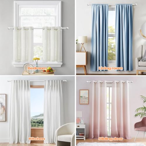 White Curtain Rods for Windows 28-48 inch, 2 Pack 5/8" Curtain Rod Set with Brackets, Splicing Adjustable Curtain Rod for Bedroom, Kitchen, Living Room, Matte White