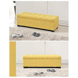 Large Yellow Ottoman Storage Bench 31.5" - Upholstered Pouf with Lift Top Quilted Design Versatile Footrest & Stylish Container for Home Decor & nization