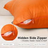 6 Pack Decorative 100% Cotton Pillow Covers Square Cushion Cover Solid DIY Throw Pillowcase for Home Bed Sofa Halloween Christmas,Orange,6 Pack-20" x 20"/50x50cm