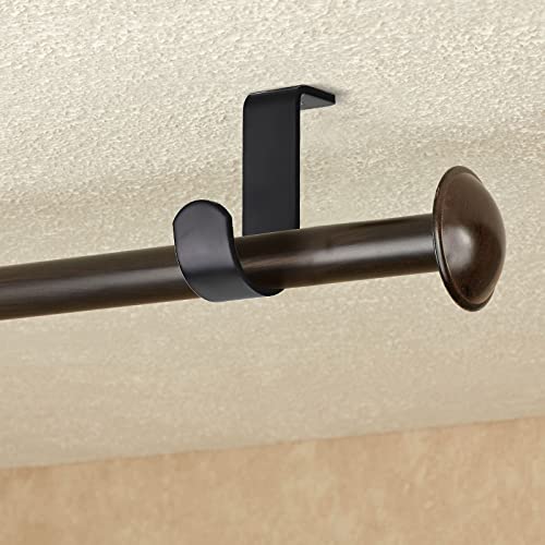 Sumnacon 3Pcs Ceiling Mount Curtain Rod Brackets,Metal Single Ceiling Curtain Rod Holder for 5/8-1 Inch Rod,Sturdy Curtain Rod Hooks for Living Room Bedroom Drapery Rod, Black