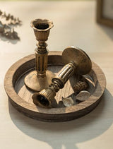 Hanobe Round Wood Candle Holder Trays, Small Coffee Table Centerpiece, 7.8"