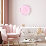 Lafocuse 12 Inch Silent 3D Numbers Pink Wall Clock Girls Bedroom, Battery Operated Pink Clock Wall for Living Room Decor