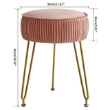 IBUYKE Velvet Vanity Stool Ottoman, Round Footrest Chair, Pink LG-30P