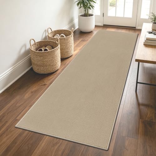 SHACOS Washable Runner Rugs 20"x59" Dirt Trapping Non Slip Rug Runner Floor Mats Carpet Runners for Entryway Hallway Kitchen Bathroom Garage Laundry Room, Solid Beige