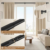 OLV Black Curtain Rod 36 to 91 Inch, 1 Inch Adjustable Modern Curtain Rods for Windows, Decorative Heavy Duty Window Treatment Rods with End Cap Finials, Telescopic Splicing Drapery Pole, Easy Install