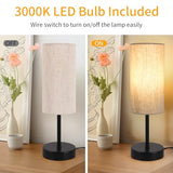 Small Table Lamp, Bedside Table Lamp for Bedroom, Lamp for Nightstand with Linen Fabric Shade, Minimalist Modern Desk Lamp for Living Room Office Dorm Kids Room