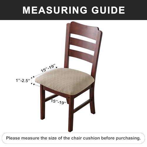 Genina Waterproof Seat Covers for Dining Room Chairs Covers Dining Chair Cover Kitchen Chair Covers (Khaki, 4 Pcs)
