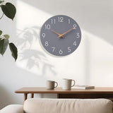 Mosewa Wall Clock 12 Inch Gray Silent Non Ticking Battery Operated Modern Simple Clock Decorative for Kitchen Home Bedroom Bathroom Office Living Room