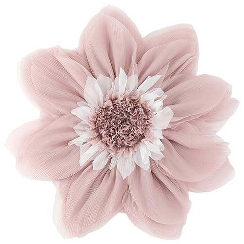 3D Blush Pink Round Flower Throw Pillow Handmade Floral Decorative Pillow with Insert Boho Farmhouse Accent Cushion for Bed Sofa Couch Bedroom Living Room Home Decor 12 Inch