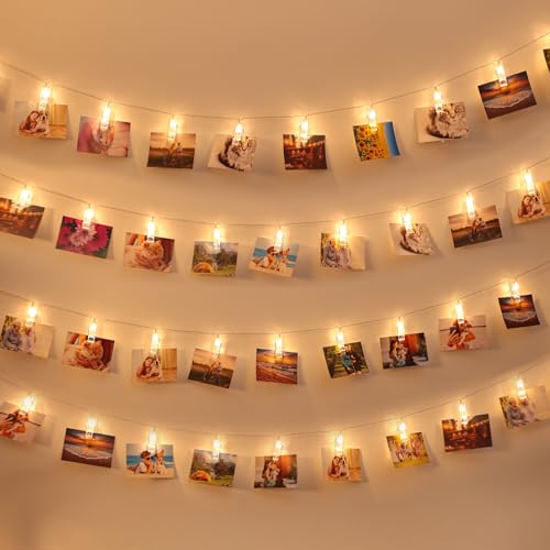 Photos Clips String Lights 20 LED Battery Operated Fairy String Lights for Bedroom Hanging Photos, Room Decor for Teen Girls, Thanksgiving Christmas Wedding Decorations(10FT Warm White)