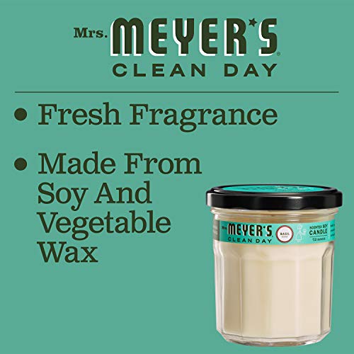 MRS. MEYER'S CLEAN DAY Scented Soy Candle, Large Glass, Basil, 7.2 oz, (Pack of 2)