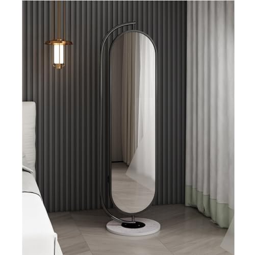 Full-Length Mirror Floor-Standing Full-Length Mirror, Rotatable Fitting Mirror, Home Dressing Mirror with Hanger Hook Storage Tray Full Length Floor Mirror (C)