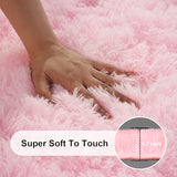 Pink Rug for Bedroom, 2x3 Fluffy Area Rugs for Living Room, Small Fuzzy Shag Soft Carpet with 4 Non-Slip Adhesive Strips for Kids Boys and Girls Nursery Dorm Room Home Decor (2ft X 3ft)