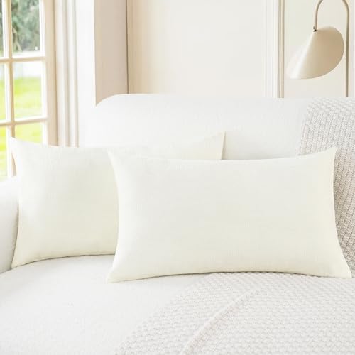 CaliTime Decorative Couch Throw Pillow Covers 26 X 16 Inches Cream