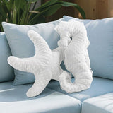 AELS Coastal Throw Pillows Set of 2, Starfish Seahors Pillows, Beach Ocean Nautical Themed Smooth Soft Minky Decorative Throw Pillows, Cute Pillow for Couch Sofa Bed Living Room Bedroom Nursery, White