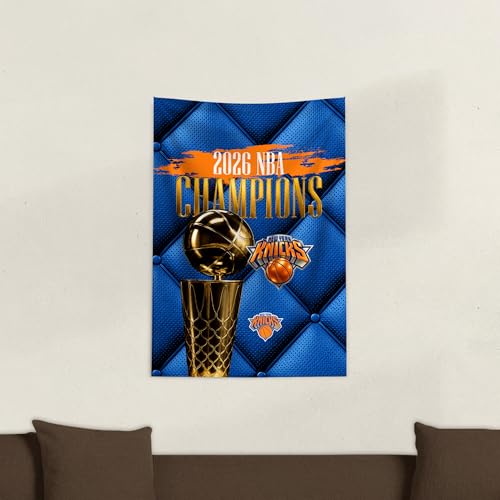 Northwest NBA New York Knicks Gilded 2026 NBA Finals Champions Printed Wall Hanging Tapestry, Woven Polyester Fabric, Decorative Fan Art for Bedroom Office Living Room, 24 x 36 in