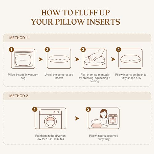 puredown® 12x20 Pillow Inserts Set of 2, Fluffy Overfilled Down Alternative Lumbar Pillows, Soft Plush Decorative Throw Pillows for Couch, Sofa, Bed and Home Decor