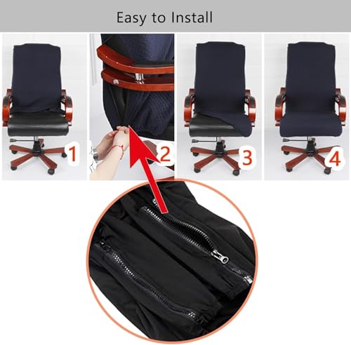 DHXYZZB Office Computer Chair Cover, Universal Replacement Removable Rotating Stretch Resilient Desk Boss Armchair Chair Cover Slipcover High Back Large Size