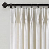 Pinch Pleated Linen Curtains 90 Inches Long for Living Dining Room Bedroom 2 Panel Set Natural Cream Birch Pinch Pleat Curtain 90 Inch Neutral Boho Floor to Ceiling Curtains Semi Sheer Linen Drapes