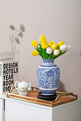 Blue Vase, Chinoiserie Vase, Ginger Jar Vase for Home Decor, Blue and White Porcelain Decor,9 "H