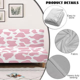 Pink Cow Print Non Slip & Dustproof Protector Futon Covers Stretchy Sofa Couch Slipcover with Elastic Bands Armless Sofa Couch Slipcover Machine Washable