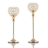 Gold Crystal Candle Holders Set of 2,Oversized Crystal Globe