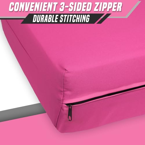 Queen Size Futon Cover, Armless Stretch Futon Cover, Sofa Slipcover Furniture Protector for Kids, Pets, Machine Washable Zippered Futon Couch Covers, Deep Pink
