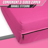 Queen Size Futon Cover, Armless Stretch Futon Cover, Sofa Slipcover Furniture Protector for Kids, Pets, Machine Washable Zippered Futon Couch Covers, Deep Pink