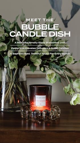Original Bubble Candle Dish Small by Alice Lane – Smoky Glass Decorative Candle Holder for Home Decor, Small Candles & Diffusers