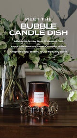 Original Bubble Candle Dish Small by Alice Lane – Smoky Glass Decorative Candle Holder for Home Decor, Small Candles & Diffusers