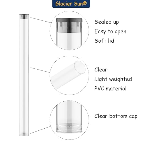 Clear Plastic Tube with Black lid, 12 Pack, Storage Holder for 8-10 inch Incense Sticks, Preserves Aroma (12)