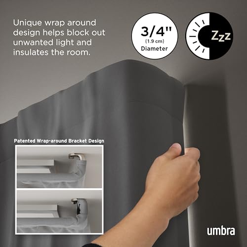 Umbra Twilight Curtain Rod Set – Wrap Around Design Ideal for Blackout or Room Darkening Panels, 30 to 84 Inches, Nickel