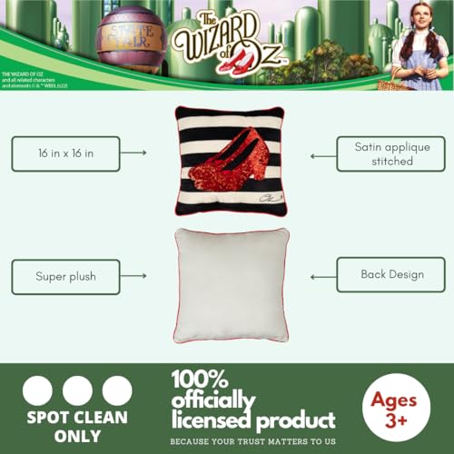Collectibles The Wizard of Wicked Witch Ruby Slippers Sequin Bedding Super Soft Plush Decorative Throw Pillow, 16 in X 16 in, (Officially Licensed Product) By Franco