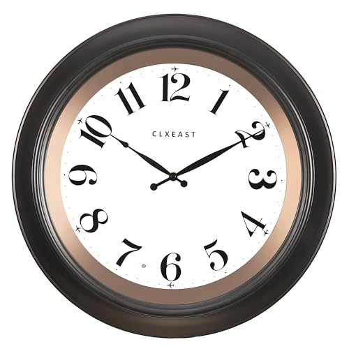 CLXEAST 18 Inch Large Illuminated Wall Clock with AI Smart Night Light Sensor,Modern Farmhouse Wall Clocks for Living Room,Bedroom, Kitchen, Home Office,Oil Rubbed Bronze Black