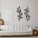 OYEFLY 2 Pieces Metal Vine Olive Branch Leaf Wall Decor,Tree Leaf Wall Decor for Living Room (Black, style2)