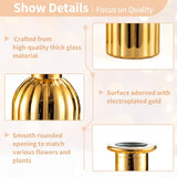 NUPTIO Bud Vases Small Gold: 12 Pcs Glass Vase Set in Bulk for Flowers - Mini Vintage Flower Bottle Single Vases for Wedding Table Centerpieces