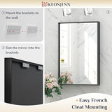 Keonjinn Black Bathroom Mirror 22 x 30 Inch, Brushed Black Framed Mirror for Over Sink, Rectangle Wall Vanity Mirrors with Square Corner, Alumium Frame, Modern Farmhouse Style
