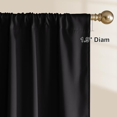 NICETOWN 100% Black Out Curtains 84 inch Long for Living Room, Rod Pocket Blackout Window Treatment Thermal Curtains & Drapes for Bedroom, W52 x L84, 2 Panels