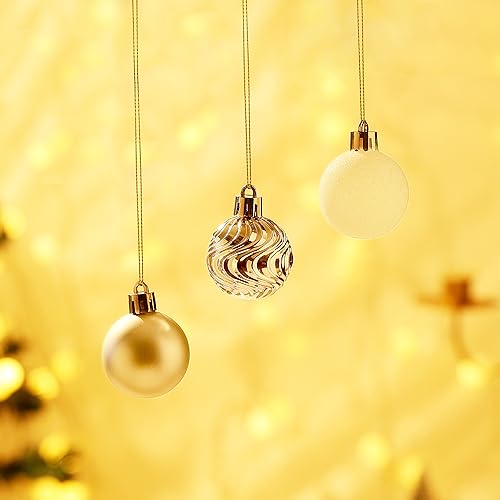Christmas Ball Ornaments for Xmas Decorations,50 pcs Christmas Extra Large Tree Shatterproof Ornaments-Champagne (Combo of 5 Style in 3 Sizes)