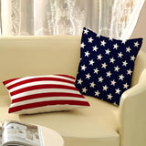 4th of July Pillow Covers 18 x 18 Inch Set of 2 Patriotic Red Stripe Navy Blue Stars Throw Pillows Independence Day Memorial Day Outdoor Decorative Pillowcase Linen Cushion Cases for Bed Sofa Couch