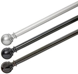 Amazon Basics Sturdy Adjustable Curtain Rod for Windows with Round Finials, Easy Installation, 1-Inch Rod, 36" to 72", Nickel, 1-Pack