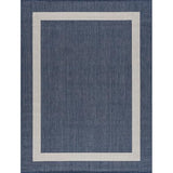 CAMILSON Outdoor Rug 9x12, Large Modern Outside Rugs for Patios Porches Waterproof Durable Washable Non-Shedding, Easy-to-Clean Indoor Outdoor Area Carpet (9 x 12, Bordered - Blue/White)