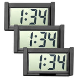 3 PCS Mini Digital Clock, Battery Operated Stick-On Car Dashboard Watch with LCD Time & Day Display, Self-Adhesive Electronic Clock for Desktop Car Truck Dashboard & Air Vent (Black)