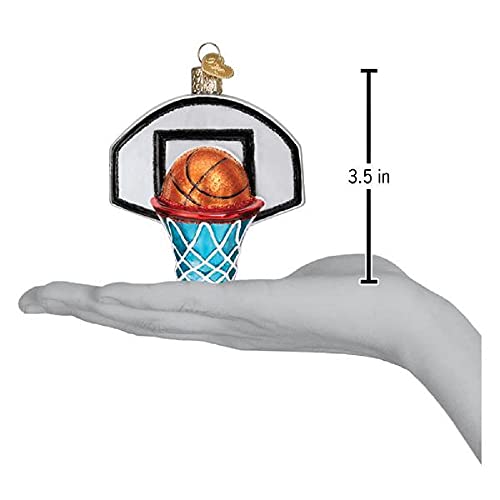 Old World Christmas Basketball Hoop Glass Blown Ornament for Christmas Tree, Handcrafted Holiday Decoration, Sport Collection