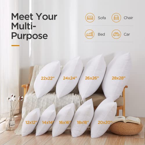 Acanva Throw Pillow Insert Premium Stuffer Sham Square Form for Decorative Cushion Bed Couch Sofa Chair