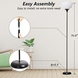 Standing Lamp, Led Floor Lamps for Living Room, Drop-Resistant White Lampshade, Rotary Switch, Industrial Metal Tall Lamp for Living Room Bedroom Study Office Kid’s Room