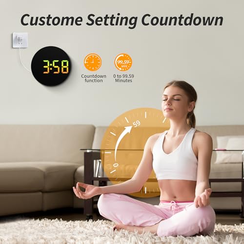 Maxstar Led Digital Wall Clock with Timer, Seconds, Temperature, Date, DST, Nightlight, RGB Color, Alarm Clock, 5-Level Display Brightness, Digital Clock Timer for Classroom, Bedroom, Garage, Gym