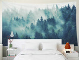 EMMTEEY Forest Tapestry Wall Hanging 80x60 Inch - Green Misty Pine Tree Nature Wall Art, Large Tapestries for Bedroom Living Room Dorm Office Home Decor